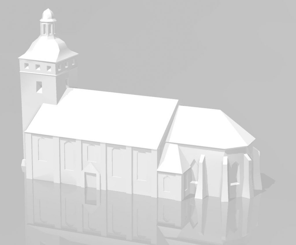 3D Modell einer Kirche, welches für den 3D-Druck erstellt wurde.